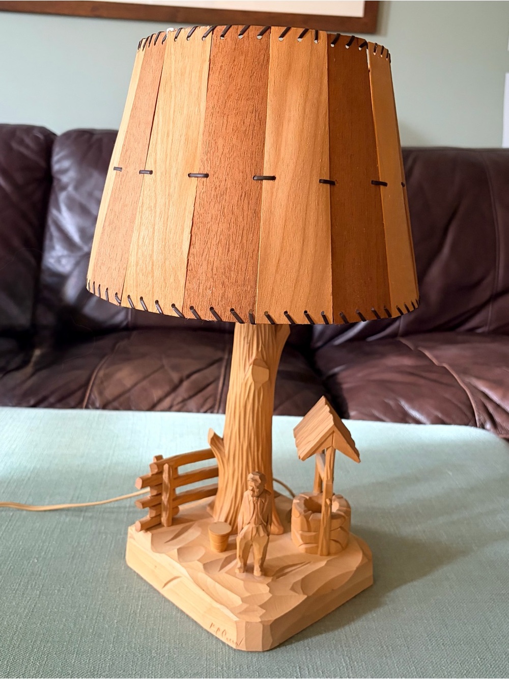 Antique Folk-Art Working Table Lamp By Canadian Sculptor Paul-Émile Caron 1960’s